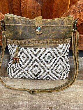 Myra Bag Sand Weaver Purse Upcycled Canvas NWT